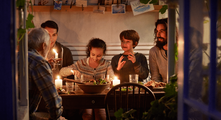 Family around the dinner table