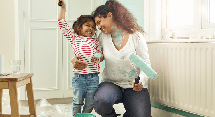 Mom and daughter painting