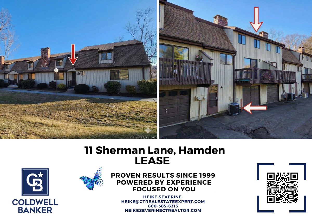 11 Sherman Lane Hamden CT condo for rent exterior view with private deck and garage parking