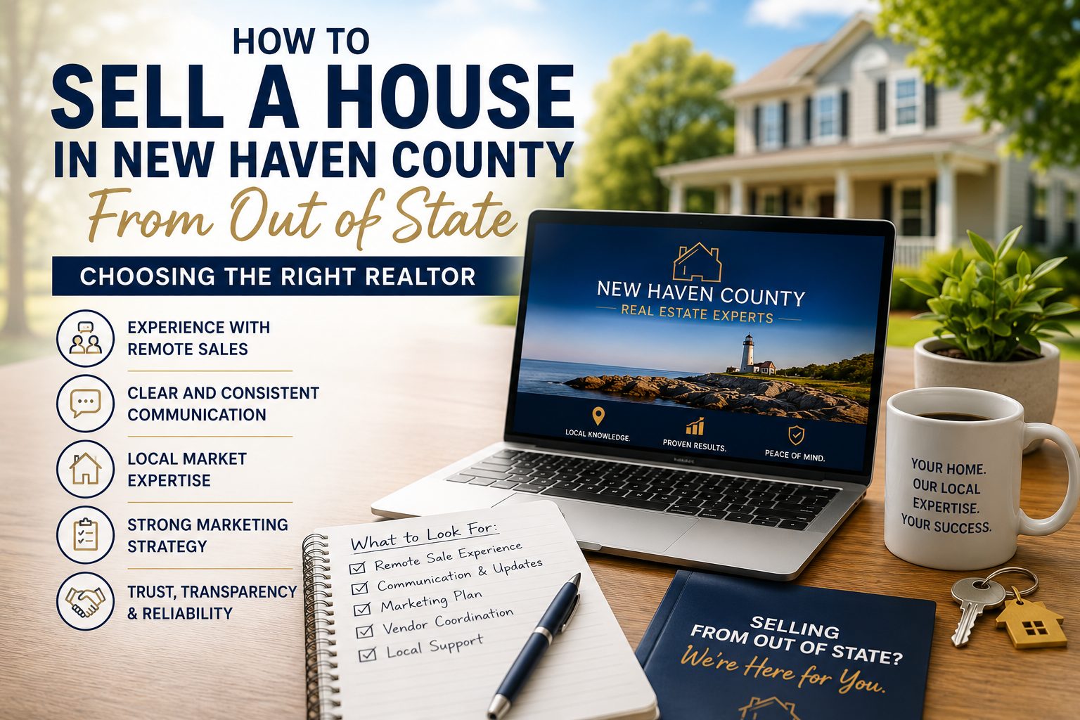 Out-of-state homeowner choosing a Realtor to sell a house in New Haven County with local real estate support and remote selling expertise