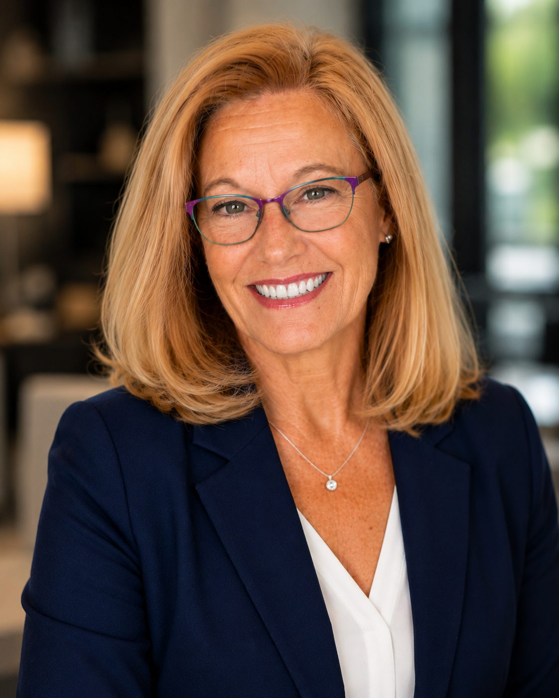 Heike Severine, a Connecticut Realtor, reviews and signs real estate documents with two clients during a friendly consultation at a table with a laptop and paperwork.